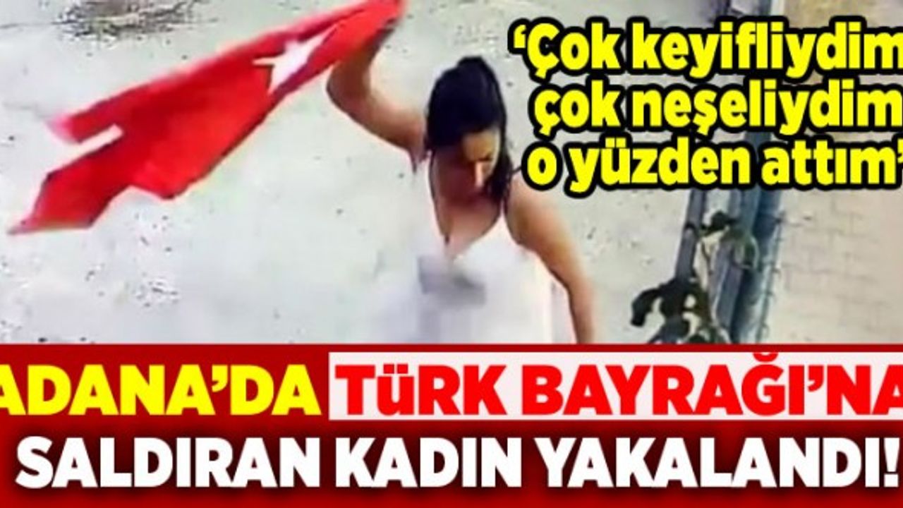 Adana'da Tük Bayrağı'na saldıran kadın yakalandı!