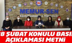 Memur-Sen Kadınlar Komisyonu Başkanı Aydın'dan 28 Şubat konulu basın açıklaması metni