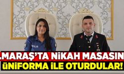 Kahramanmaraş'ta gelinle damat üniformalarıyla nikah kıydılar!