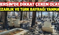 Mersin'de yangın sonrası şehit mezarlığı ile Türk bayrağı yanmaması dikkat çekti!