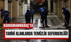 Kahramanmaraş'ın Tarihi Kapalı Çarşısı Köpüklü Su ile Temizlendi