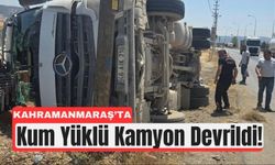 Kahramanmaraş'ta Devrilen Kamyonun Kasasında Sıkıştı!