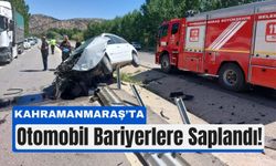 Kahramanmaraş’ta Korkutan Kaza: Otomobil Bariyerlere Saplandı