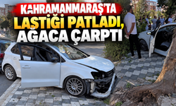 Kahramanmaraş’ta faciadan dönüldü: Lastiği patlayan araç yoldan çıktı