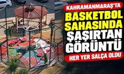 Kahramanmaraş’ta basketbol sahasını salçayla doldurdular!
