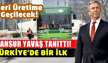 Mansur Yavaş Türkiye'nin dizelden dönüştürülmüş il elektrikli otobüsünü tanıttı
