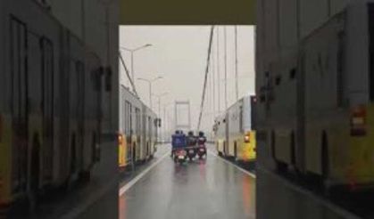 2021'in en güzel görüntüsü İstanbul'dan Metrobüsler motosikletlileri korudu