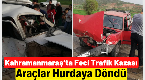 Kahramanmaraş Pazarcık’ta iki otomobil çarpıştı: 2 yaralı