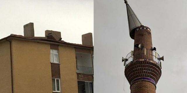 Şiddetli Fırtına Caminin Minaresini Devirdi
