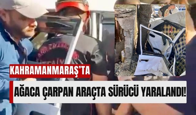 Kahramanmaraş'ta Feci Kaza: Ağaca Çarpan Otomobilde Sürücü Sıkıştı!