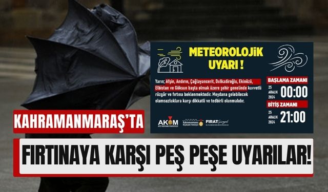 Kahramanmaraş'ta Yaşanacak Fırtına İçin Uyarılar Peş Peşe Geldi!