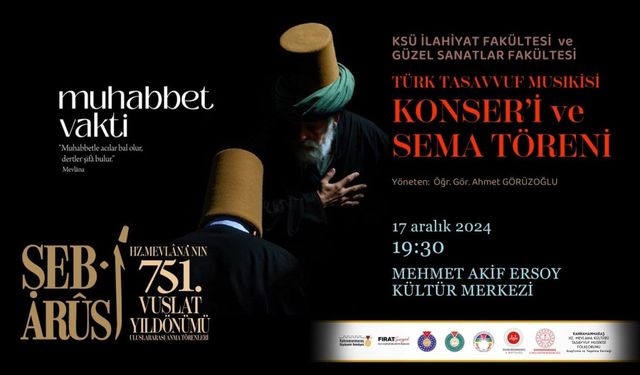 Kahramanmaraş'ta Hz. Mevlana'ya Özel Konser