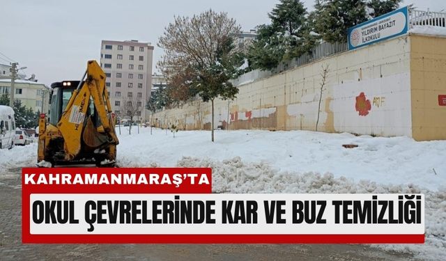 Kahramanmaraş’ta Okul Yollarında Kar ve Buz Temizliği