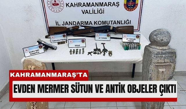 Kahramanmaraş'ta Mermer Sütunlar ve Antik Paralar Ele Geçirildi