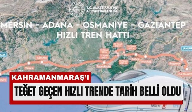 Dört İle Hızlı Tren Geliyor, Kahramanmaraş Hattın Dışında Kaldı