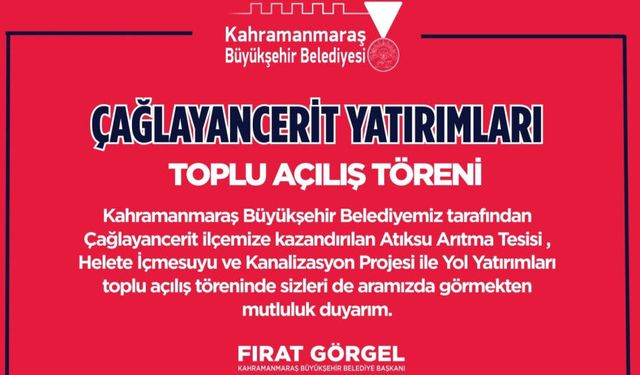 Çağlayancerit’te 854 Milyon TL’lik Yatırımlar Açılıyor