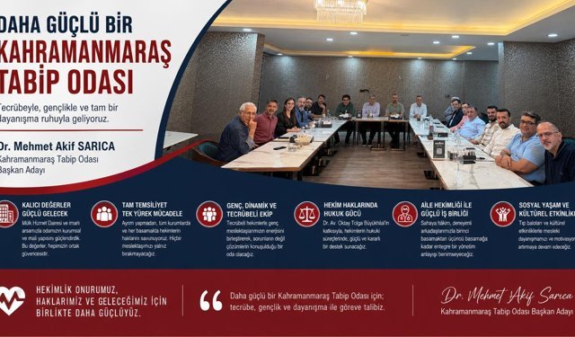 Kahramanmaraş Tabip Odası’nda Yeni Dönem Vurgusu: Dr. Mehmet Akif Sarıca Adaylığını Açıkladı
