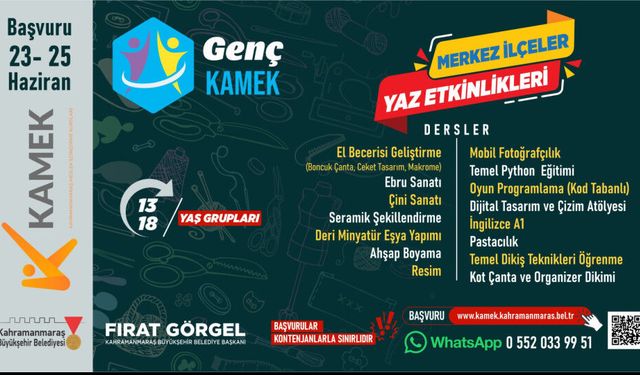 Kahramanmaraş’ta Gençlere Yaz Fırsatı: KAMEK Kursları İçin Online Başvurular Başladı