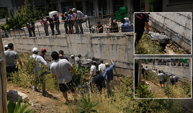 Kahramanmaraş'ta Otomobil Bariyerleri Aşıp Metrelerce Aşağı Düştü