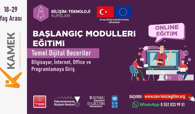 Kahramanmaraş'ta Gençlere Avrupa Birliği Destekli Dijital Eğitim Fırsatı! Başvurular Başladı