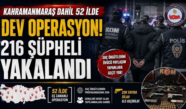 Kahramanmaraş Dahil 52 İlde Dev Operasyon! 216 Şüpheli Yakalandı