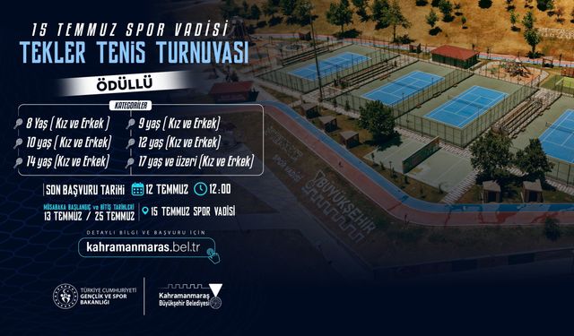 Kahramanmaraş’ta Ödüllü Tenis Turnuvası: Maçlar 13 Temmuz’da Başlıyor