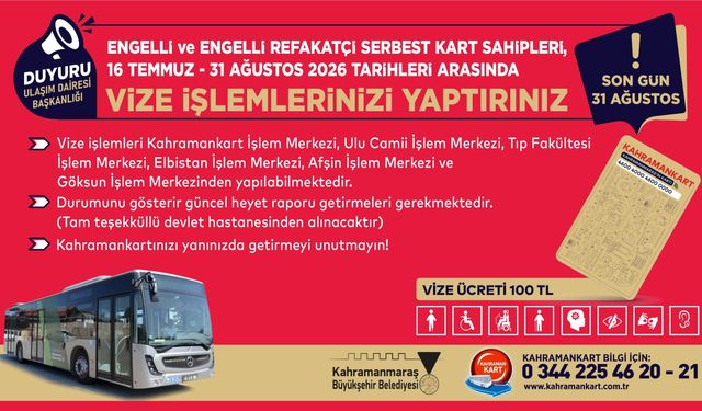 Kahramanmaraş'ta Engelli Kahramankart Sahiplerine Kritik Uyarı!