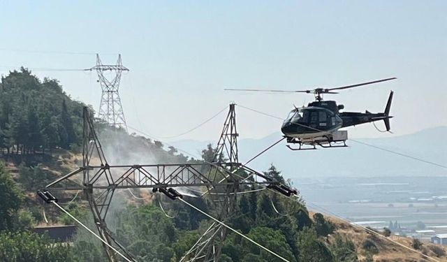 Kahramanmaraş’ta sıra dışı bakım: Elektrik hatları helikopterle temizlendi