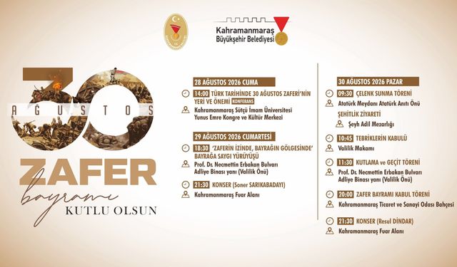 30 Ağustos’ta Kahramanmaraş’ta Büyük Coşku! İşte 3 Günlük Program