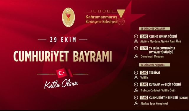 Kahramanmaraş’ta Cumhuriyet Bayramı Coşkusu İki Gün Sürecek
