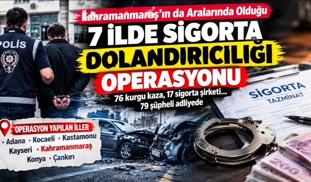 Kahramanmaraş’ın da Aralarında Olduğu 7 İlde Sigorta Dolandırıcılığı Operasyonu: 79 Şüpheli Adliyede