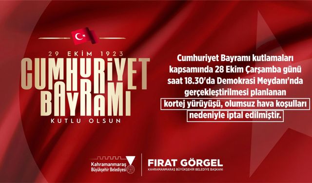 Kahramanmaraş’ta 29 Ekim Kutlamaları Trabzon Caddesi’nde Yapılacak