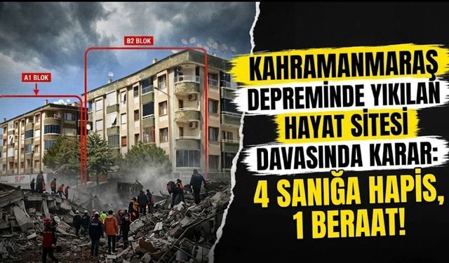 Kahramanmaraş Depreminde Yıkılan Hayat Sitesi Davasında Karar: 4 Sanığa Hapis, 1 Beraat!