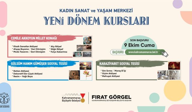 Kahramanmaraş’ta kadınlar için yeni dönem! 7 farklı branşta kurs açılıyor