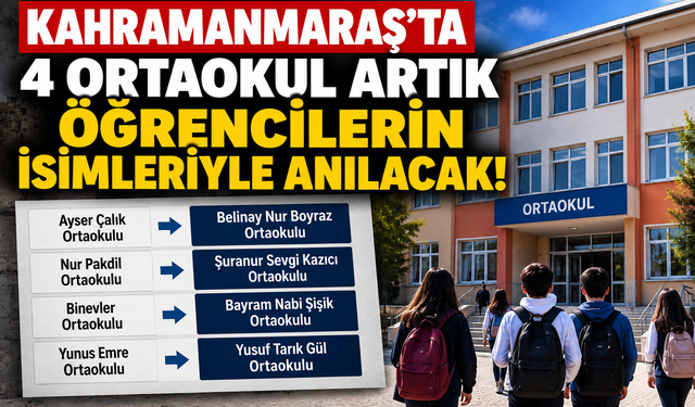 Kahramanmaraş’ta Şehit Öğrencilerin İsimleri Okullarda Yaşayacak: 4 Ortaokula Yeni İsim!