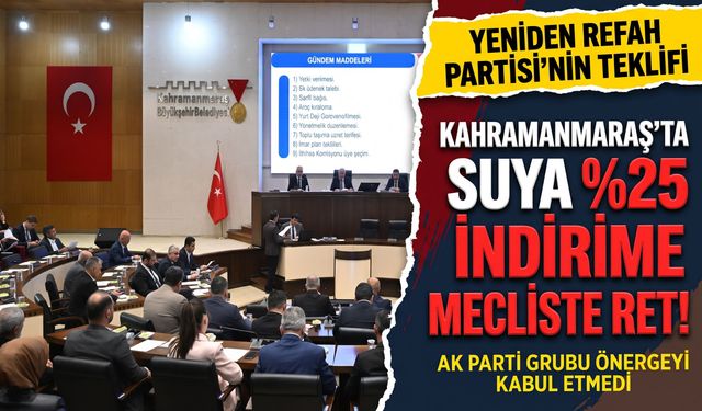 Kahramanmaraş’ta Suya Yüzde 25 İndirim Teklifine Ret! Mecliste Fatura Gerilimi