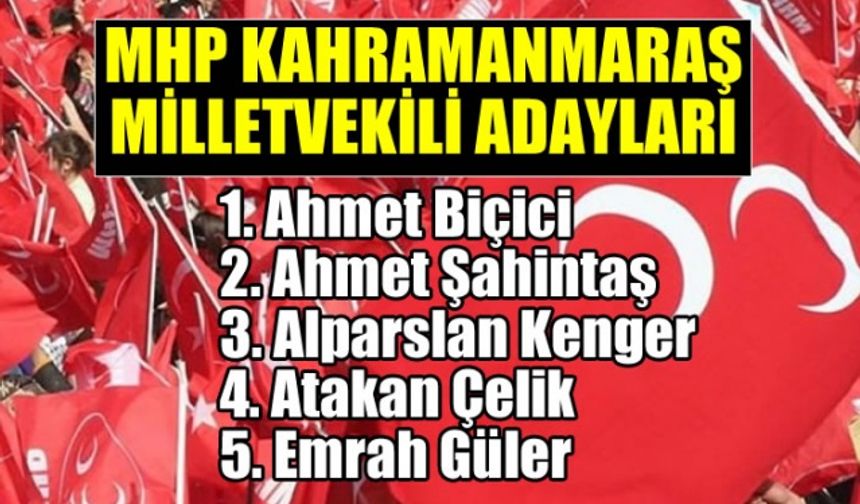 MHP Kahramanmaraş Milletvekili Aday Adayları 24 Haziran  2018