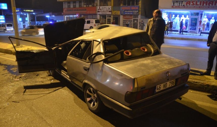 Kahramanmaraş'ta devrilen otomobilin sürücüsü ağır yaralandı