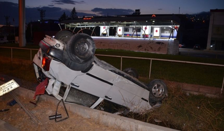 Takla atan otomobilinden burnu bile kanamadan çıktı