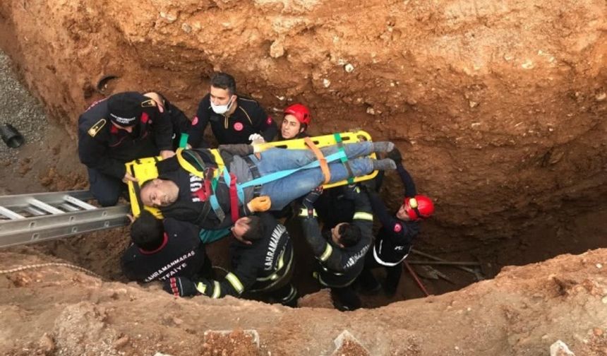 Kahramanmaraş’ta göçük altına kalan işçi ağır yaralandı