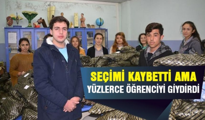 Seçimi kaybetti ama yüzlerce öğrenciyi giydirdi