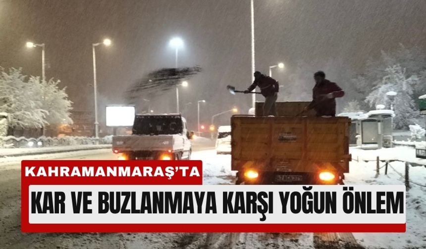 Kahramanmaraş’ta Ana Arterlerde Gece Gündüz Kar Mesaisi
