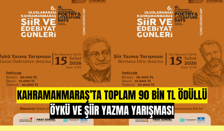 UNESCO’nun Edebiyat Şehri Kahramanmaraş'ta Şiir ve Öykü Yarışması Başladı