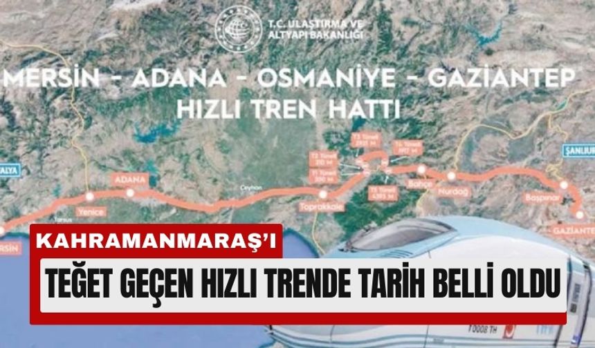 Dört İle Hızlı Tren Geliyor, Kahramanmaraş Hattın Dışında Kaldı