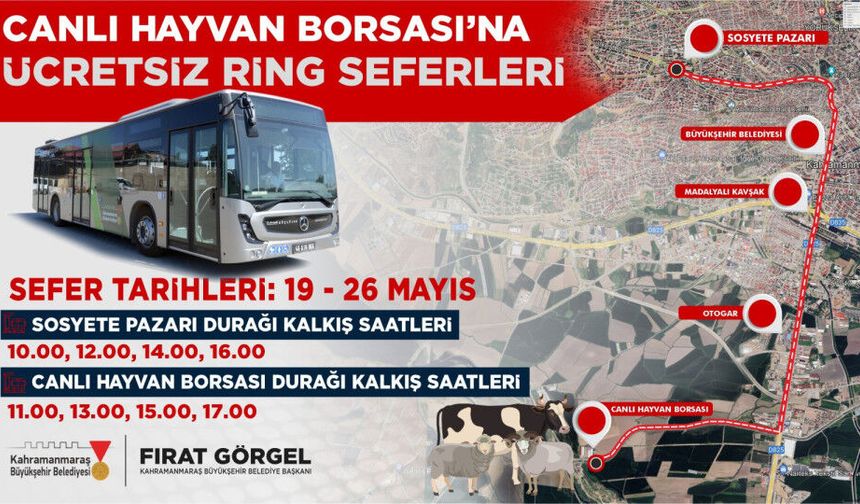 Kahramanmaraş'ta Kurban Bayramı Öncesi Ücretsiz Ulaşım Desteği