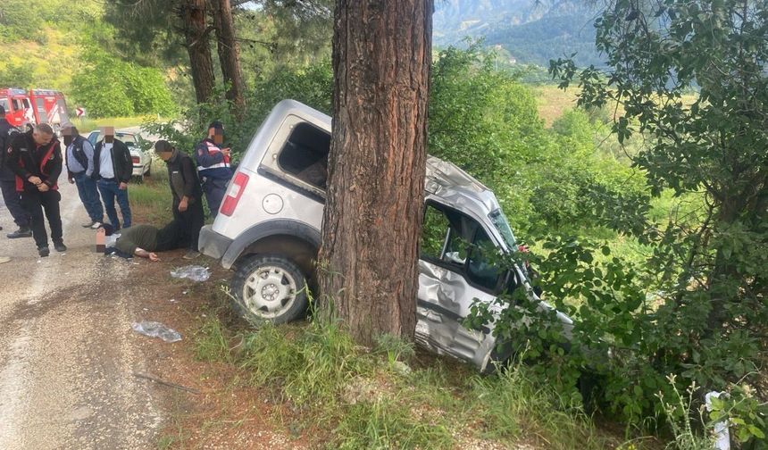 Kahramanmaraş’ta Korkutan Kaza: Hafif Ticari Araç Ağaca Saplandı