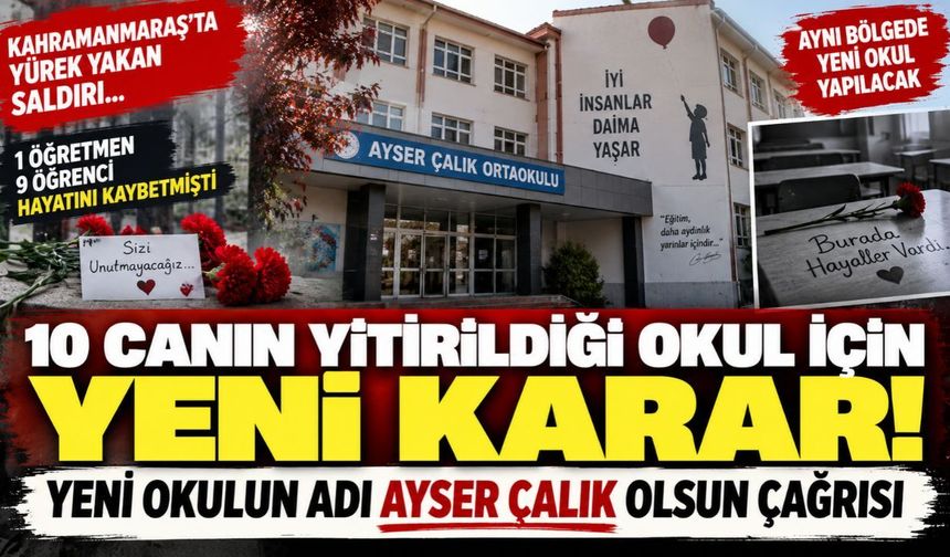 Kahramanmaraş'ta 10 canın yitirildiği Ayser Çalık Ortaokulu okul için karar verildi!