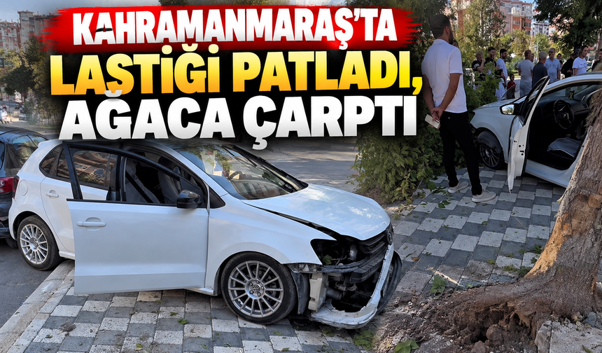 Kahramanmaraş’ta faciadan dönüldü: Lastiği patlayan araç yoldan çıktı