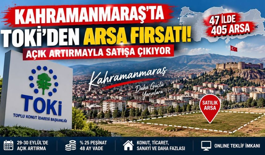 Kahramanmaraş'ta TOKİ'den Arsa Fırsatı! Açık Artırmayla Satışa Çıkıyor