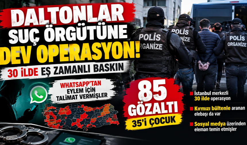 Kahramanmaraş Dahil 30 İlde 'Daltonlar' Operasyonu: 35'i Çocuk 85 Şüpheli Yakalandı!